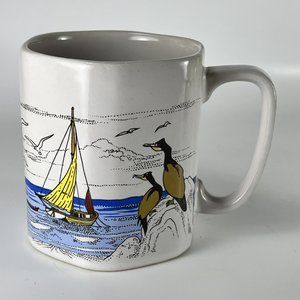 Vtg Sunnycraft Coffee Cup Mug Harbor Sailboat Hexagon Collectible Korea